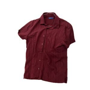 Apt 9 Burgundy Short Sleeve Button Up Shirt Mens L